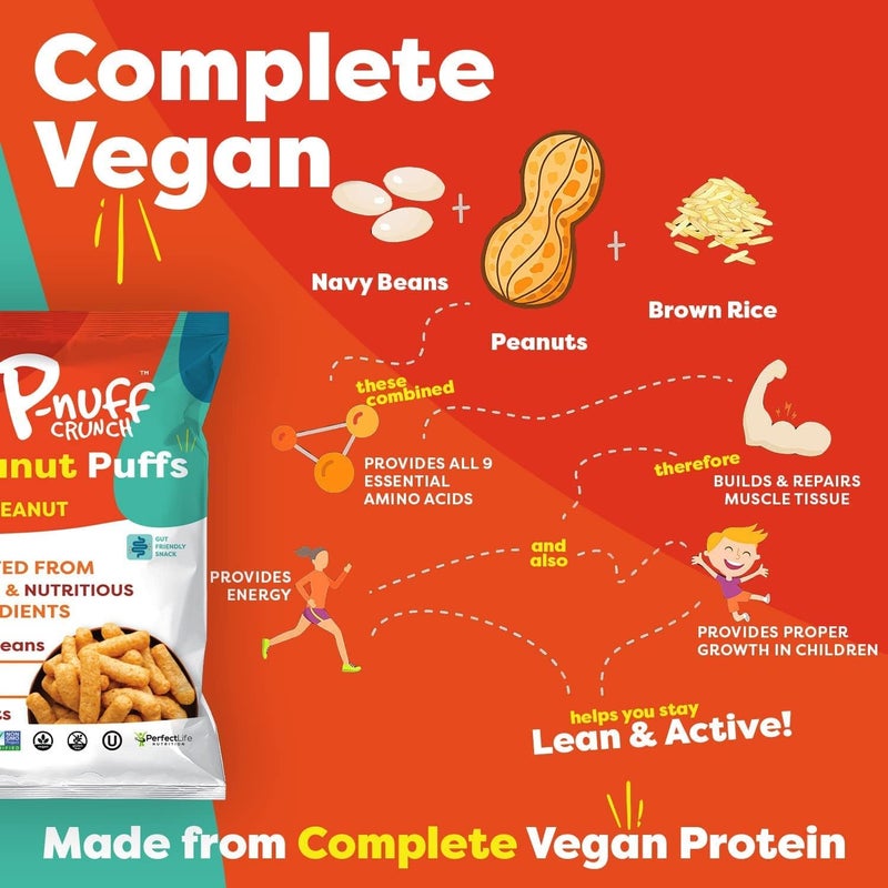 Pnuff P-nuff Crunch Peanut Puffs Savory Variety Pack - Healthy Snacks, Keto, Gluten Free, 20g Vegan Protein per Bag, 4oz Bag, 6-Pack - Image 5